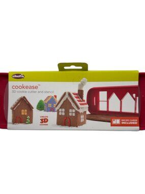 Chef'n Cookease Cookie Cutter, Stencil & Recipe Card Gingerbread House NWT